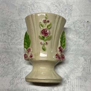 Vintage Shawnee Pottery Vase with flowers and leaves
